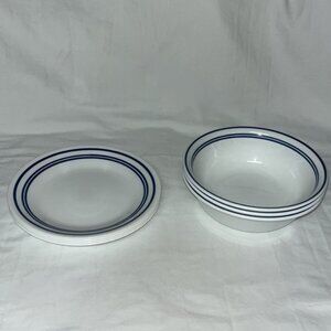 7 Corelle Classic Cafe Blue 6 3/4" Bread & Butter Plate 6 1/4" Soup/Cereal Bowl